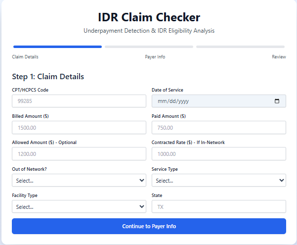 IDR Claim Checker 

